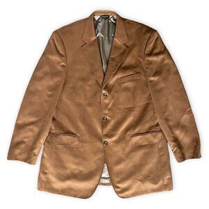 Mark Shale Faux Suede Blazer Men Size 44 L Tan Brown Classic Comfort Coat Jacket